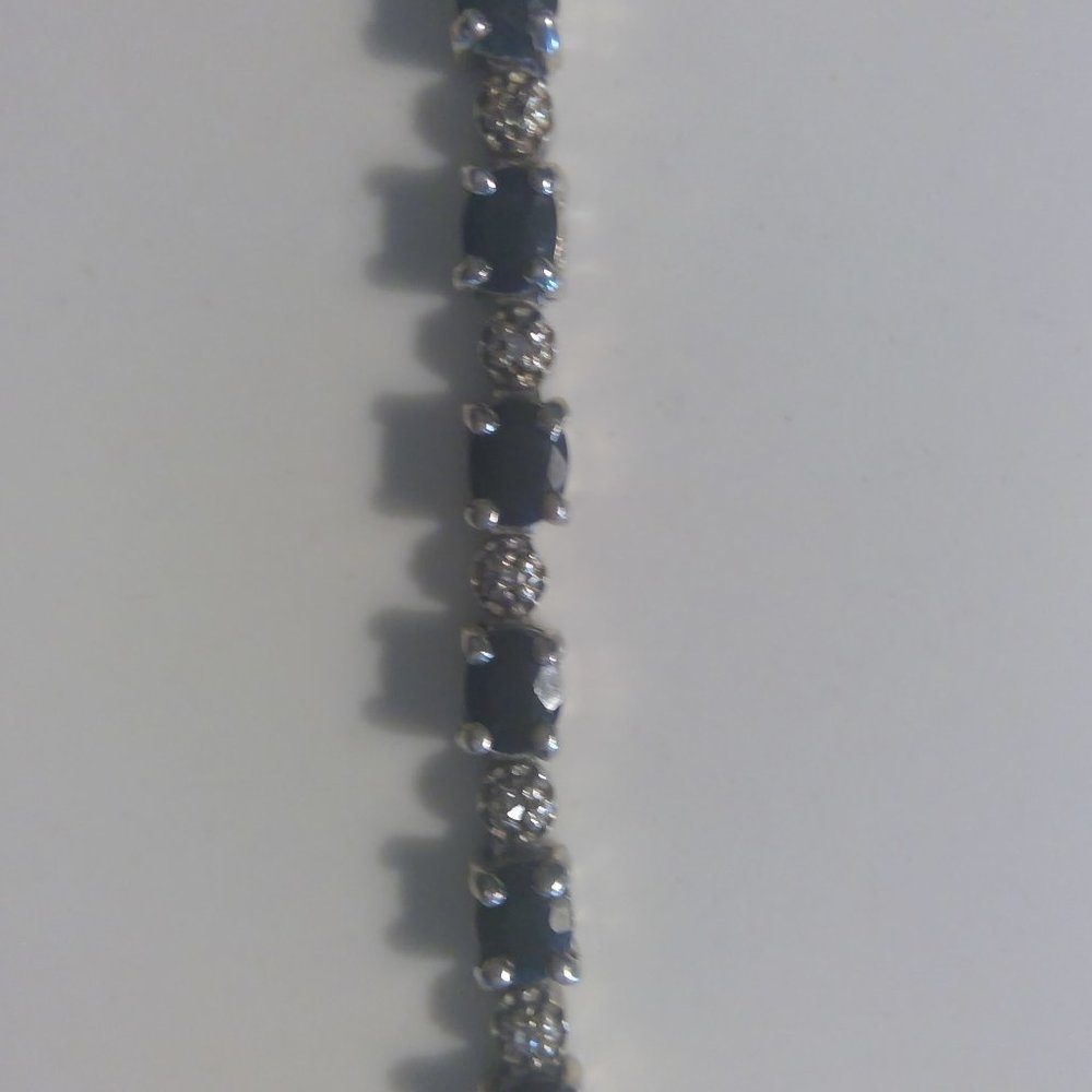 Sterling 925 Silver diamond and genuine sapphire bracelet